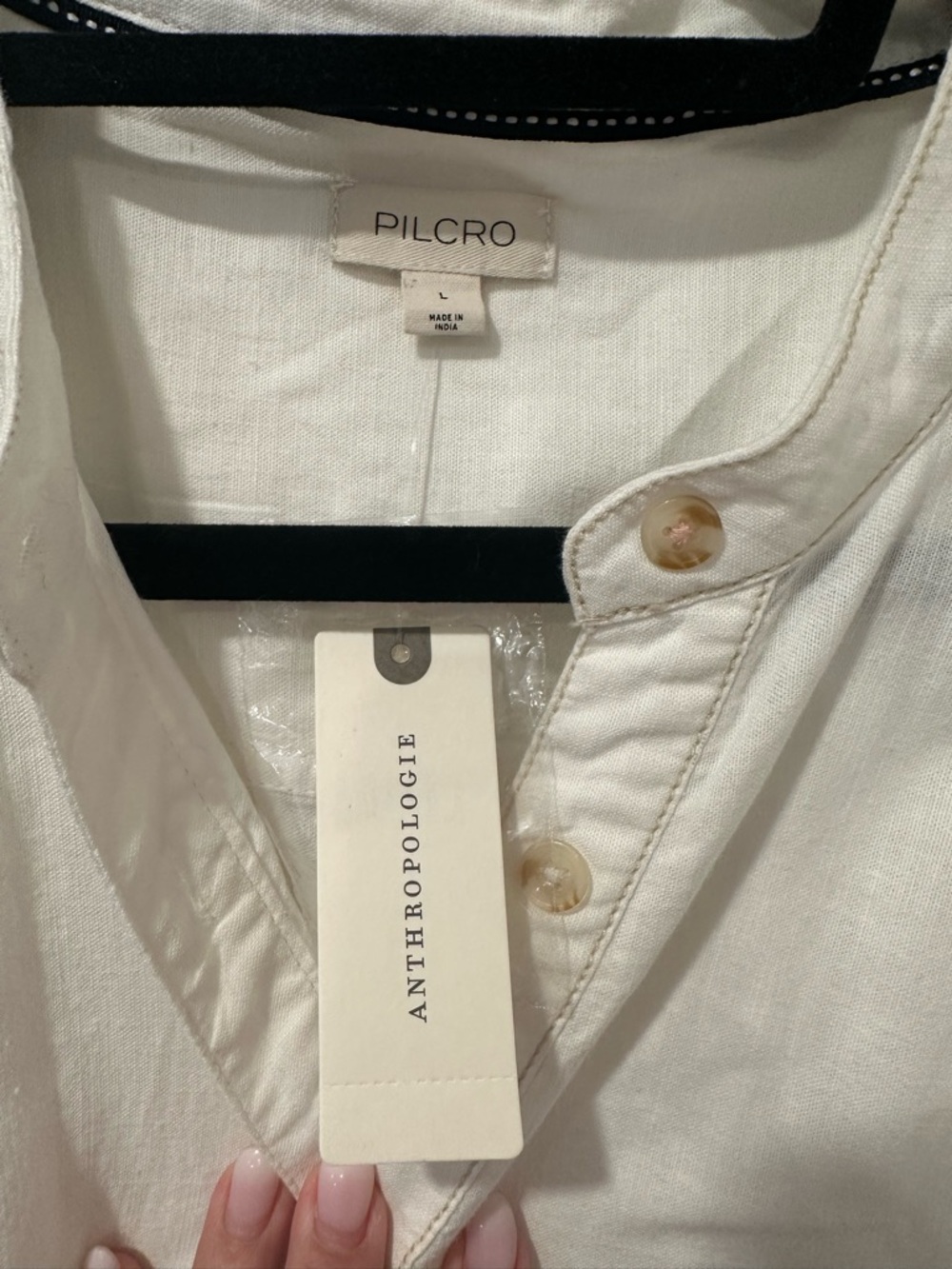 Anthropologie Pilcro White Button-up Front Peplum Blouse/Top - Picture 4 of 6